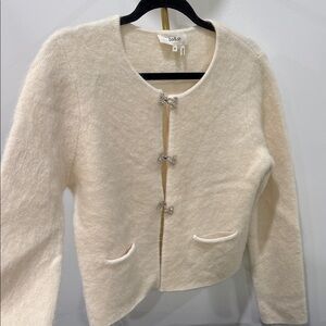ba&sh Ivory Cardigan with Metallic Details